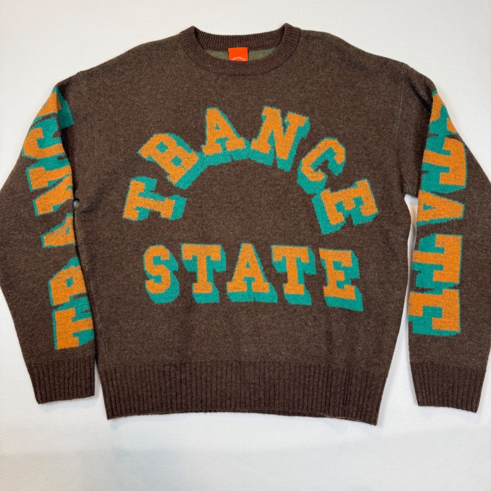 Positive Messages Tranceā State Brown Knit Sweater Graphic Crewneck Large